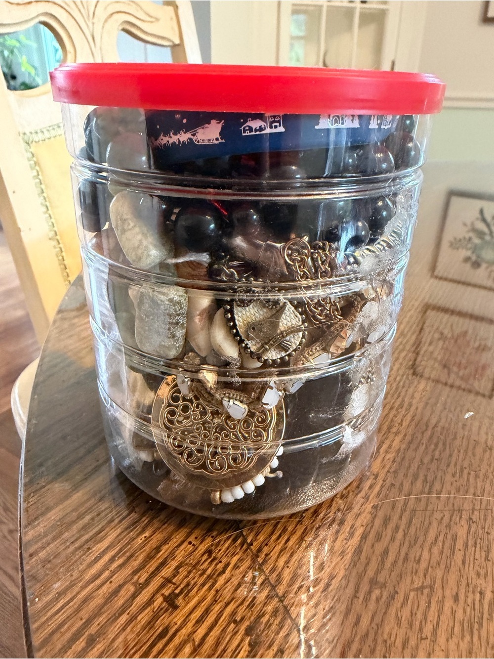 Mystery craft and Jewelry in Clear Container